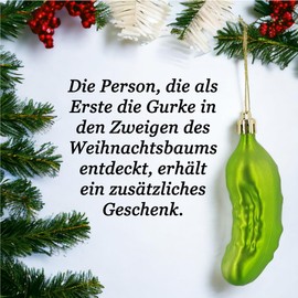 Christmas Tree Pendant Christmas Cucumber Sour Cucumber - Shatterproof - Tree Decoration Christmas Green - High 11.5 cm - Festive Christmas Decoration (Pack of 4)