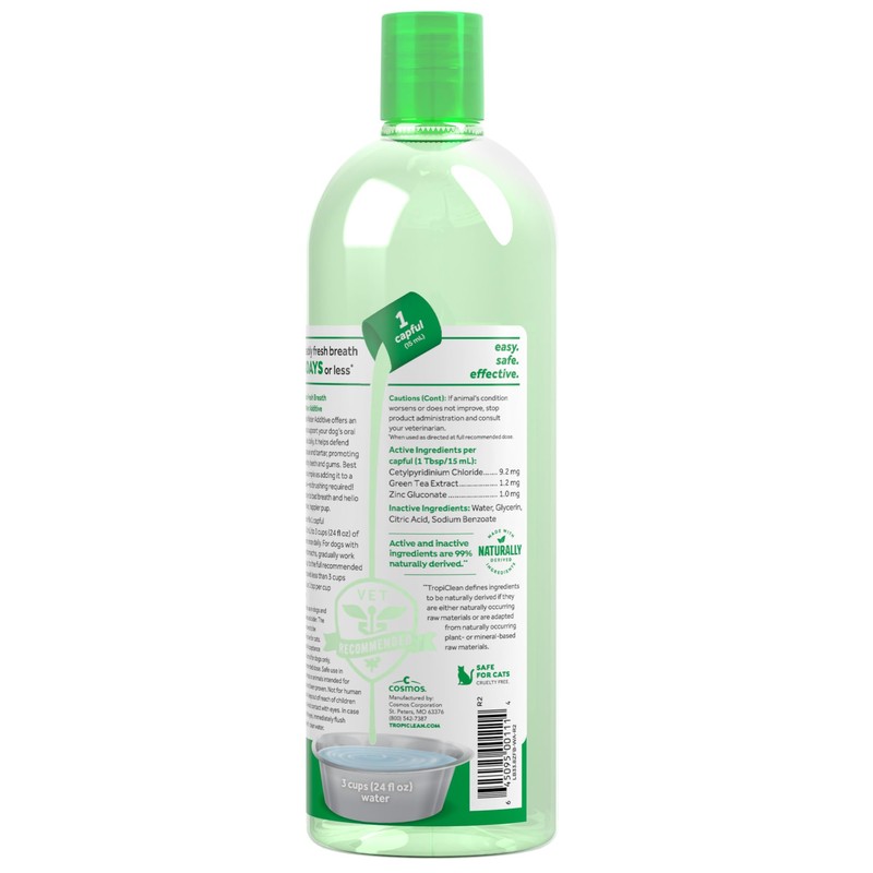 TropiClean Fresh Breath Water Additive for Dogs, Dog Breath Freshener