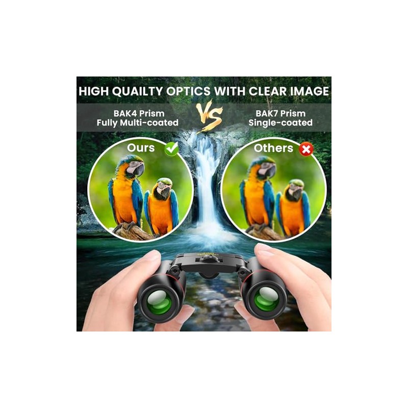 POLDR Small Pocket 12X25 Binoculars Compact Adults, Mini Kids Binoculars