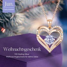 CDE Necklace 925 Sterling Silver, Forever, Love, Heart, Rose Gold Plating, Birthstone Pendant, Necklaces for Women, Jewellery Gift with 5A Cubic Zirconia, Sterling Silver