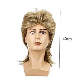 Harilla Synthetic Full Wig for Rocker and Disco Wig for Men Synthetic Funny Costume Hair Wig for Daily Use Light Brown Gold