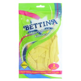 Bettina Household Gloves Medium 2 Pairs, Yellow