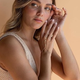 Hand Chain Bracelet Trendy Gifts Ring Bracelet Hand Chain Dainty Finger Ring Slave Bracelet Zircon Hand Jewelry for Women Summer Stuff