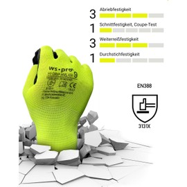 Trevendo 12 Pairs of Work Gloves – Neon Yellow Assembly Gloves with Latex Coating (Size 7)