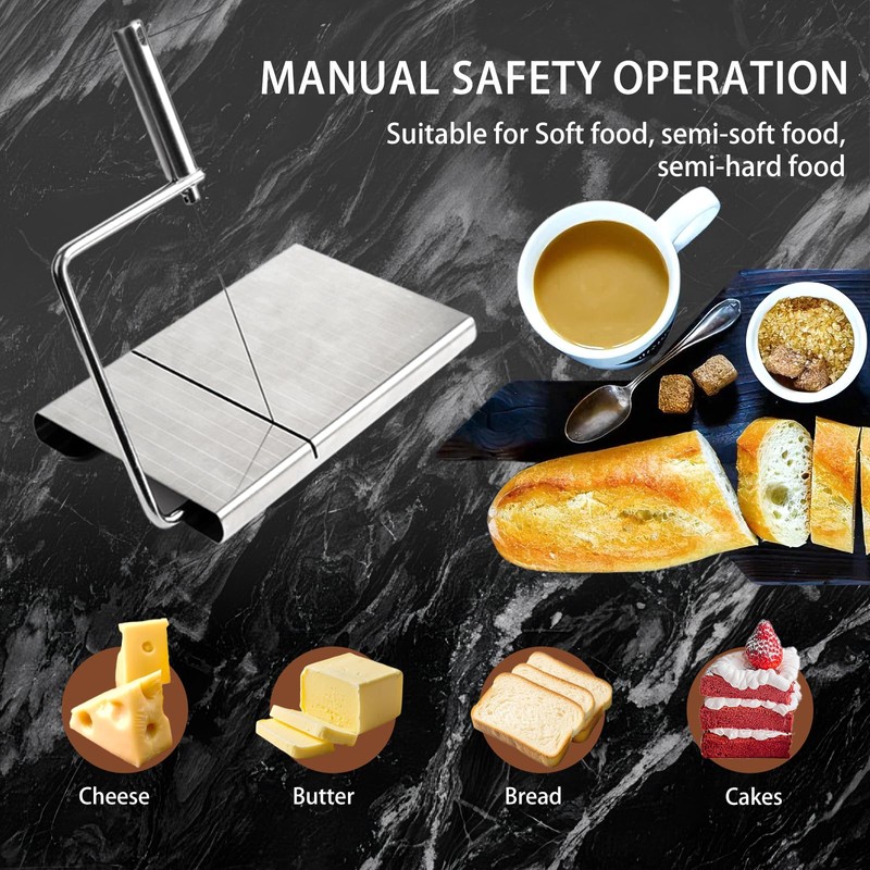 Cheese Slicer with 9 Replacement Wires, Heavy-Duty Stainless Steel Cheese