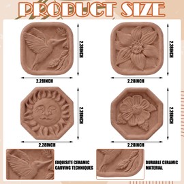 AceOrbit 4 Pcs Ceramic Clay Diffuser Passive Aromatherapy Oil Diffuser Essential Oil Accessories Hummingbirds Daisies Sun Lotus Flowers for Car Office Desk Home Decor Mini Terracotta Housewarming Gift