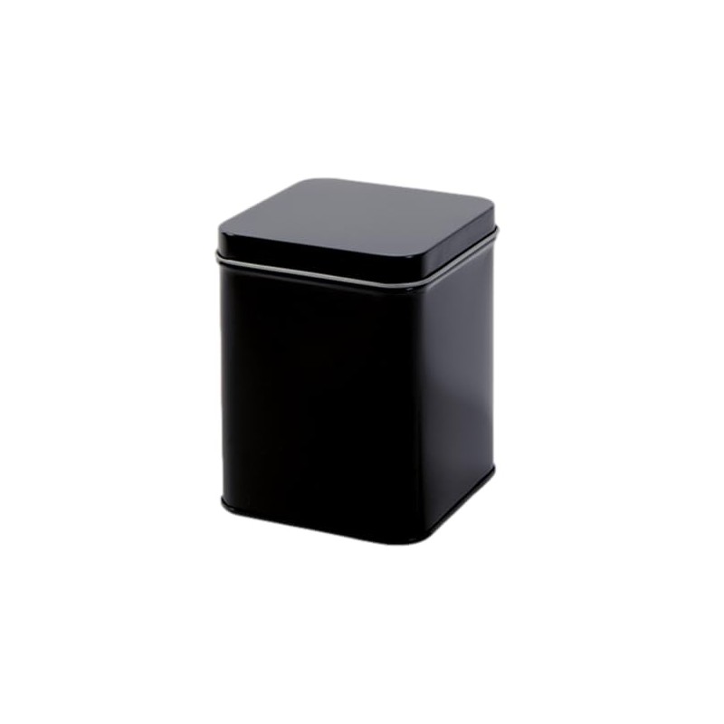 COBALT BLACK - Square Tea Caddy Kitchen Tin - Plain