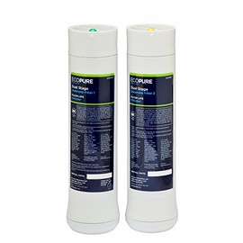 EcoPure ECODWF Dual Stage Water Filter Replacement Set – Fits ECOP20 Under Sink System – NSF-Certified – Reduces Lead, Chlorine, Cysts & More – 6-Month Life – Easy, Mess-Free Changes