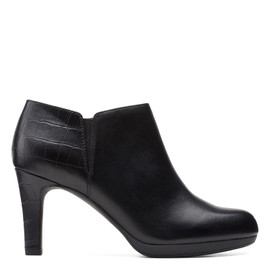 Clarks Women's Adriel Lily Ankle Boot, Black Leather Synthetic Combi, 9