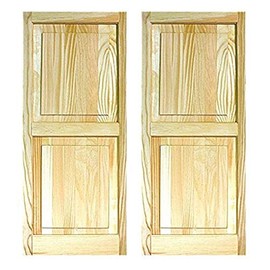 LTL Home Products SHP39 Exterior Solid Wood Raised Panel Window Shutters, 15 x 39 Inches, Unfinished Pine