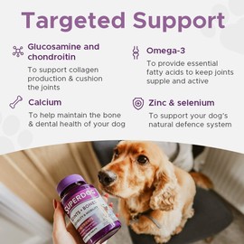 Vitabiotics Superdog Joints and Bones | Joint Supplement for Dogs, with Glucosamine, Calcium & Green Lipped Mussel | from UK's No.1 Vitamin Company