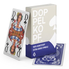 TS Spielkarten Double Head Seniors Playing Cards - 100% Plastic Premium - Extra Large Symbols - Waterproof - with French Image