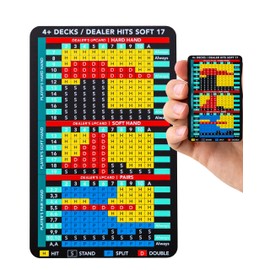 Metal Blackjack Basic Strategy Card Stainless Steel Basic Strategy The Blackjack Book Allowed at The Table in The Casino 4+ Decks Hit Soft 17 with Leather Sleeve