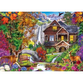 MasterPieces 1000 Piece Jigsaw Puzzle for Adults, Family, Or Kids - Hidden Falls Cottage - 19.25"x26.75"