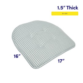 Sweet Home Collection Chair Cushion Memory Foam Pads Tufted Slip Non Skid Rubber Back U-Shaped 17" x 16" Seat Cover, 2 Count (Pack of 1), Houndsooth Pistachio