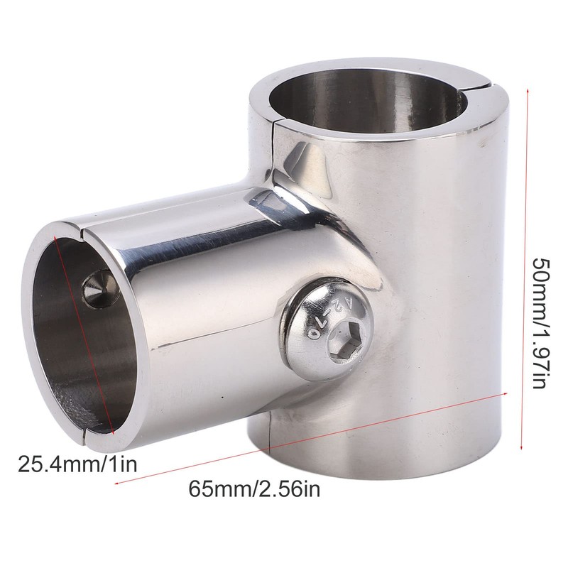90° T Tee Tube Pipe Connector 1in/25.4mm ID Separable Stainless