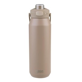 Oasis Ceramic Lined Stainless Steel Triple Wall Insulated 'Capri' Drink Bottle with Quick Release Lid 1 Litre - Latte