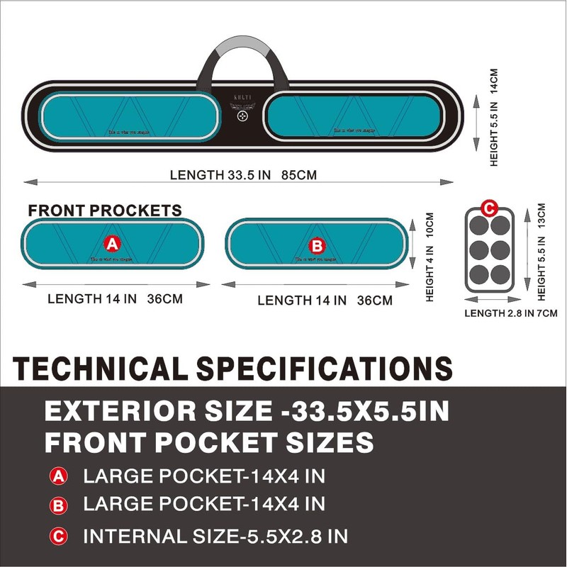 Kolti 3x3 Pool Cue Case, Heavy Duty Oxford Wear-Resistant Soft