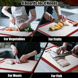 4 Pcs Stainless Steel Cutting Board, Metal Cutting Boards for Kitchen, Dishwasher Safe Chopping Board with Extra Anti-Slip Placemat (17.9"×11.8", 15.3"×11", 13.4"×9", 11.4"×7.8")