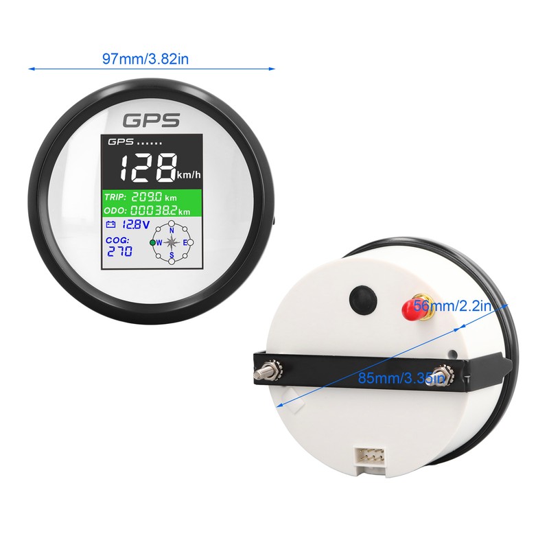 85mm GPS Speedometer Knot Mph Km/H Multifunction DC9‑32V TFT Screen