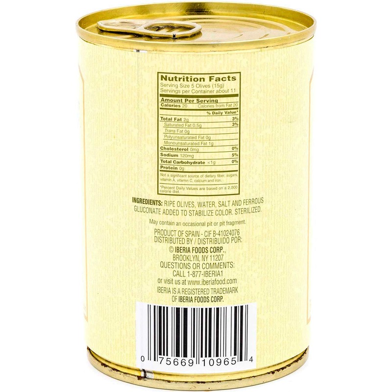 Iberia Premium Select Pitted Black Medium Olives, 6 Ounce (Pack