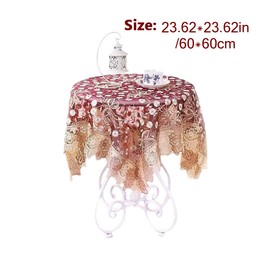 Small Square Tablecloth Pink Lace Edge Table Toppers Lace Table Cloth for Wedding Party Home Kitchen Living Room