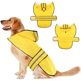 Dog Raincoat, Waterproof Dog Raincoat with Hood, Adjustable Dog Raincoat, Dog Raincoat with Safe Reflective Strips, for Small, Medium and Large Dogs