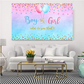 Bymivofun Gender Reveal Backdrop Banner, Boy or Girl Gender Reveal Backdrop Banner, Vinyl Professional Photography Backdrop, for Gender Reveal Party, Baby Showers (5 x 3 ft)
