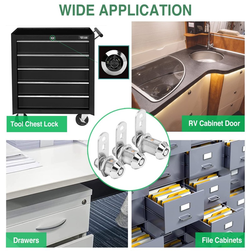 10 Pack Cabinet Lock with Keys, RV Storage Locks, 7/8”