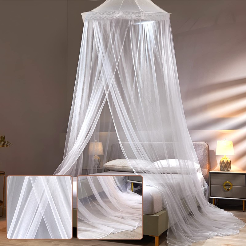 Thboxes Mosquito Net for Bed, White Bed Canopy Large Dome