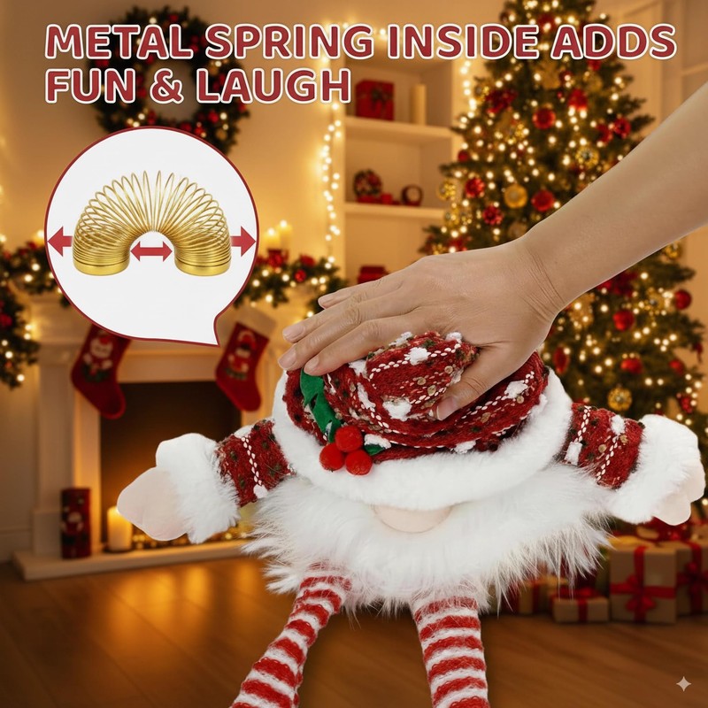 Gnome Christmas Tree Topper Decorations – Compressible Knitted Santa Gnomes
