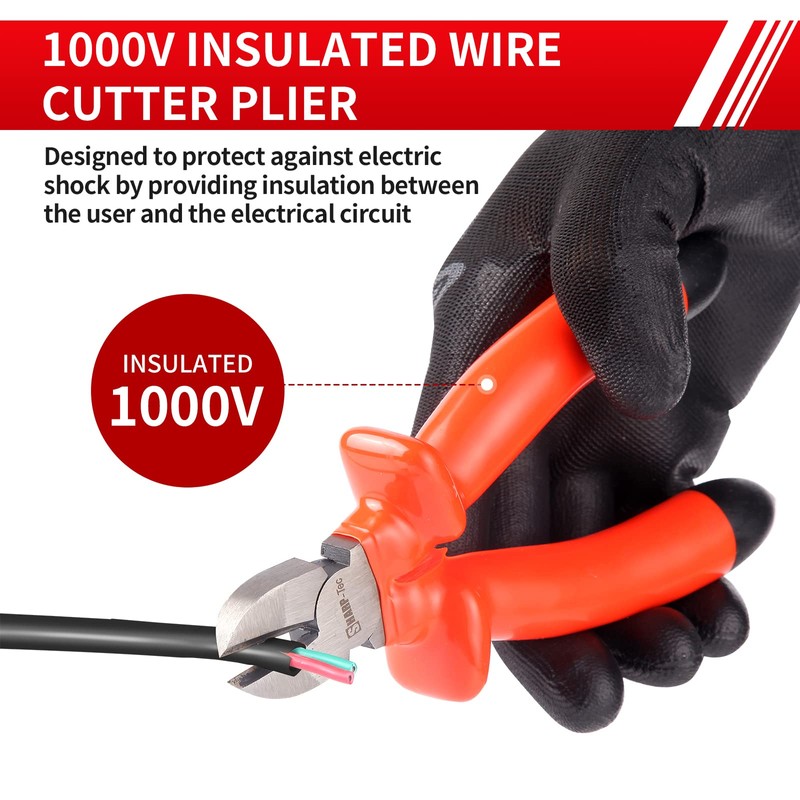 Sharp-tec 1000V Insulated Side Cutters Electrical, 160mm Snips Electrical Wire