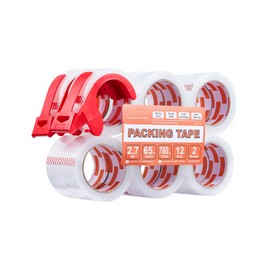 Happybuy Clear Packing Tape, 3 inches Core, 12 Rolls 1.88 Inches x 65 Yards Packing Tape with Dispenser, 2.7 Mil Heavy Duty Packaging Tape Designed for Moving