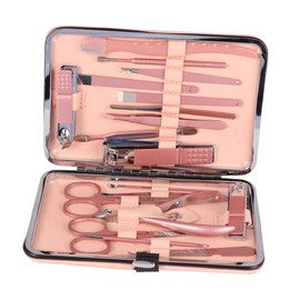 FOMIYES 18pcs Nail Manicure Set Rose Gold Nail Trimmers Cutters Files for Fingernails Pedicure Hand Care Tools Ergonomic Design for Home Travel Use