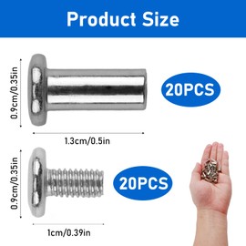 Sleeve Screws M4, Furniture Connector Screws M4 x 12 mm 20 Pieces with Hex Key Cabinet Connector for Wooden Panels Doors Cabinets Chairs Stainless Steel Rustproof Durable Tightenable