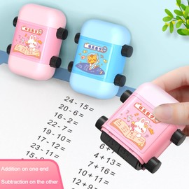 Smart Math Roller Stamps for Kids,SIDUYG 2 in 1 Math Stamp,Addition and subtraction practice Stamps within 100,Dual Head Teaching Stamps Math Learning Toy for Preschool Kindergarten Classroom Supplies