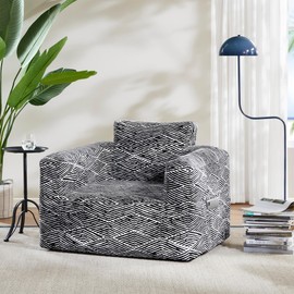 510 Design Inflatable Couch Air Sofa - Blow Up Chair Portable with Handle & Tie-Down Loops, Weatherproof & Water Repellent Indoor/Outdoor Sofa for Patio, Camping, Pool, 41" Lx32 Wx29 D Black/White