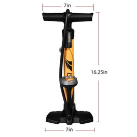 BV Bike Pump out of durable Steel - Bicycle pump 160 PSI high Pressure, Bike Tire Pump 17/24 inch Smart Valve Head, Schrader bike pump with gauge, Automatically Reversible Presta & Schrader, ball pump