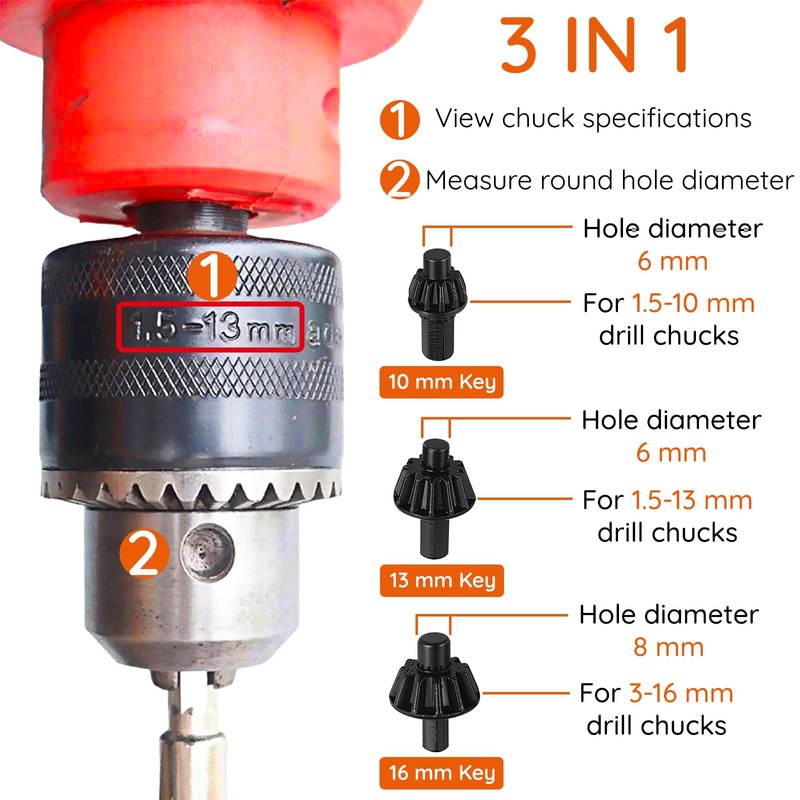 3 in 1 Ratchet Drill Chuck Key Wrench, Universal Ratchet