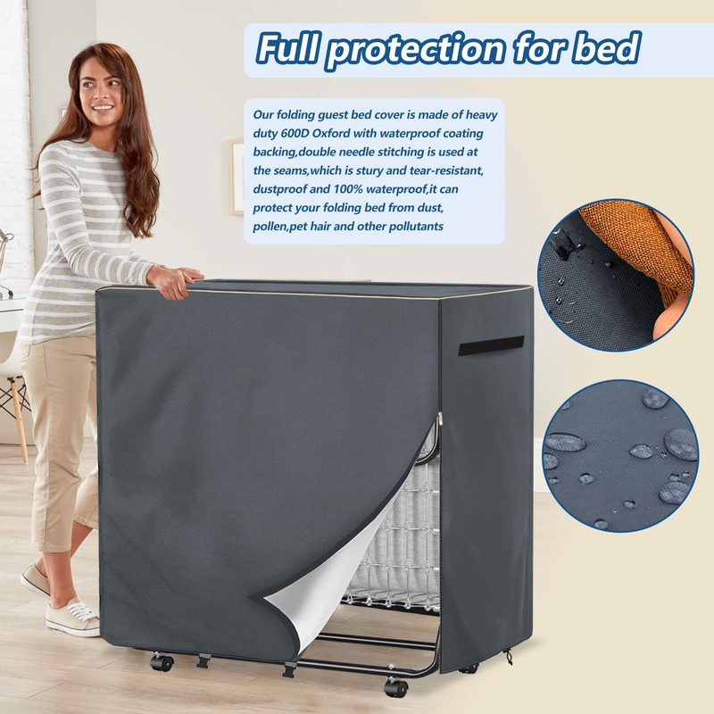 Alickwang Rollaway Bed Storage Cover,Heavy Duty Durable 600D Waterproof Dustproof