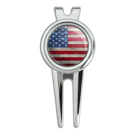GRAPHICS & MORE Rustic American Flag Wood Grain Design Golf Divot Repair Tool and Ball Marker