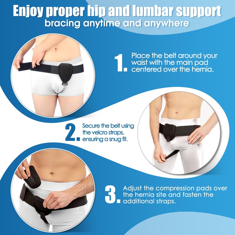 poslife Hernia Belts for Men, Inguinal Hernia belt, Adjustable Groin
