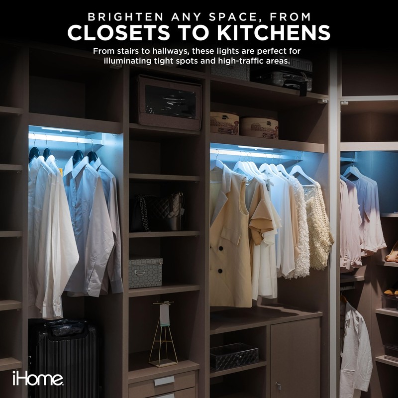 iHome Rechargeable Auto Sensing Light Bars, Motion Sensor, Dimmable, Auto/Always-On