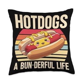 Hot Dog Lover Pun & Fast Food Sausage Hotdog Throw Pillow