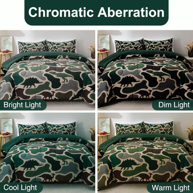 Holawakaka Boys Dinosaur Camouflage Comforter Set with Sheets, Twin Size
