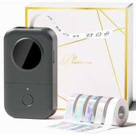 Phomemo Phomemo D30 Etikettendrucker - Mini Etikettiergerät Beschriftungsgerät Selbstklebend Bluetooth Label Printer mit 5 Rollen etikettenpapier Geschenkbox,Label Drucker Geeignet für Haushalt und Büro-Grau