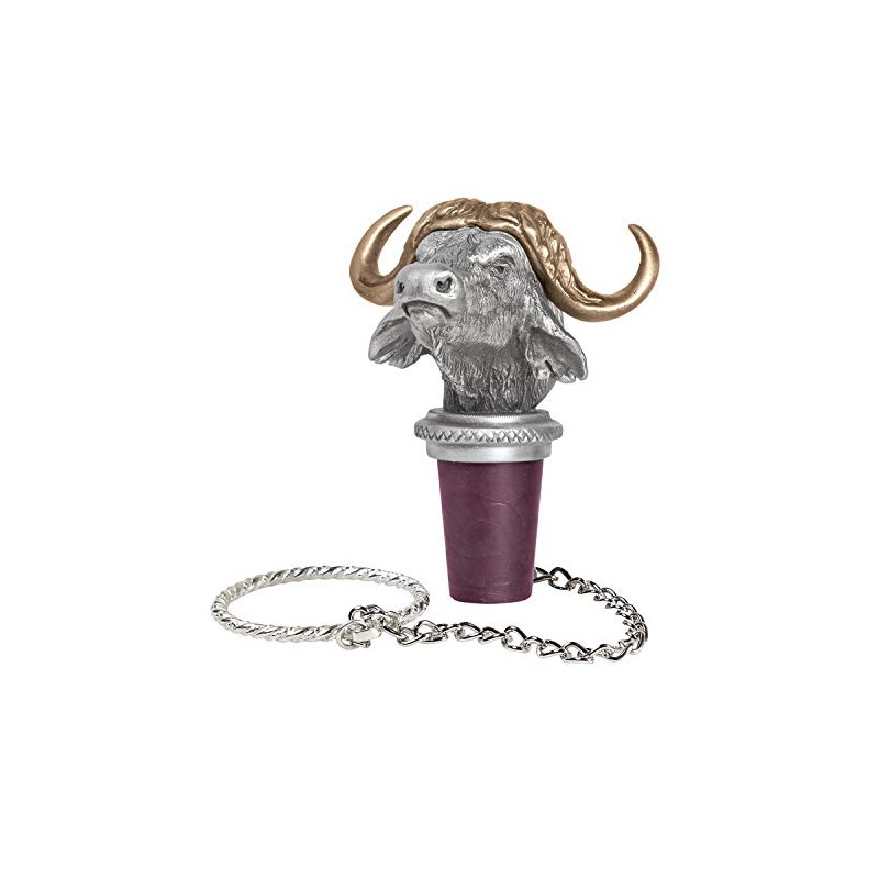 Cape Buffalo Bottle Stopper with Brass Horns | Bottle Topper