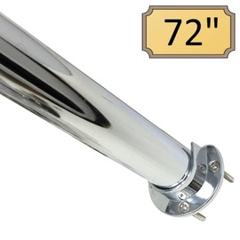 Desunia 72" Heavy Duty Round Closet Rod w/Matching Support Flanges - 1 5/16" Diameter - Polished Chrome Clothes Pole - 1 Rod