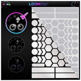 LOOM Reflective Stickers Kit (67pcs Brilliant-Gray)• Nighttime Safety Waterproof Self-Adhesive Decals for Helmets, Skateboard, Bike, Scooter, E-Bike, Motorcycle & Strollers • Bright Colors