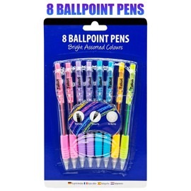 8 Ballpoint Pens Set Soft Nonslip Grip Medium Ball Point Pen Biros